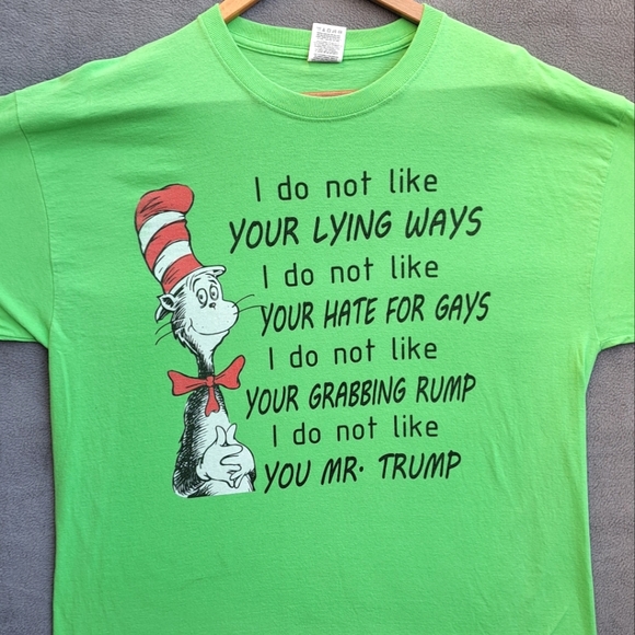 politics Other - Anti Trump Dr Suess green eggs & ham parody shirt men size XL EUC Kamala Harris